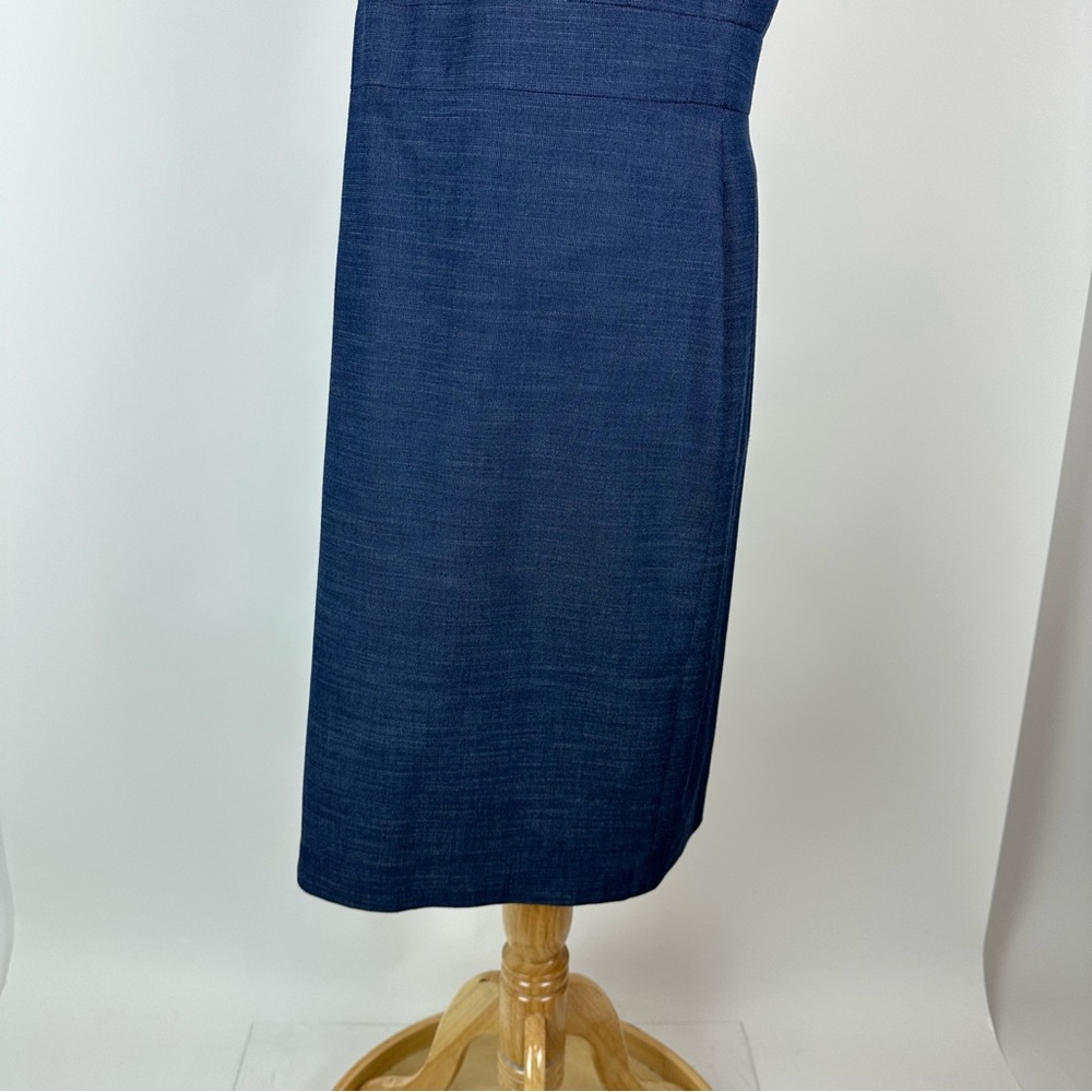 Ann Taylor Blue Navy Ruffle Shoulder Shift Dress Size 12 - Picture 8 of 12